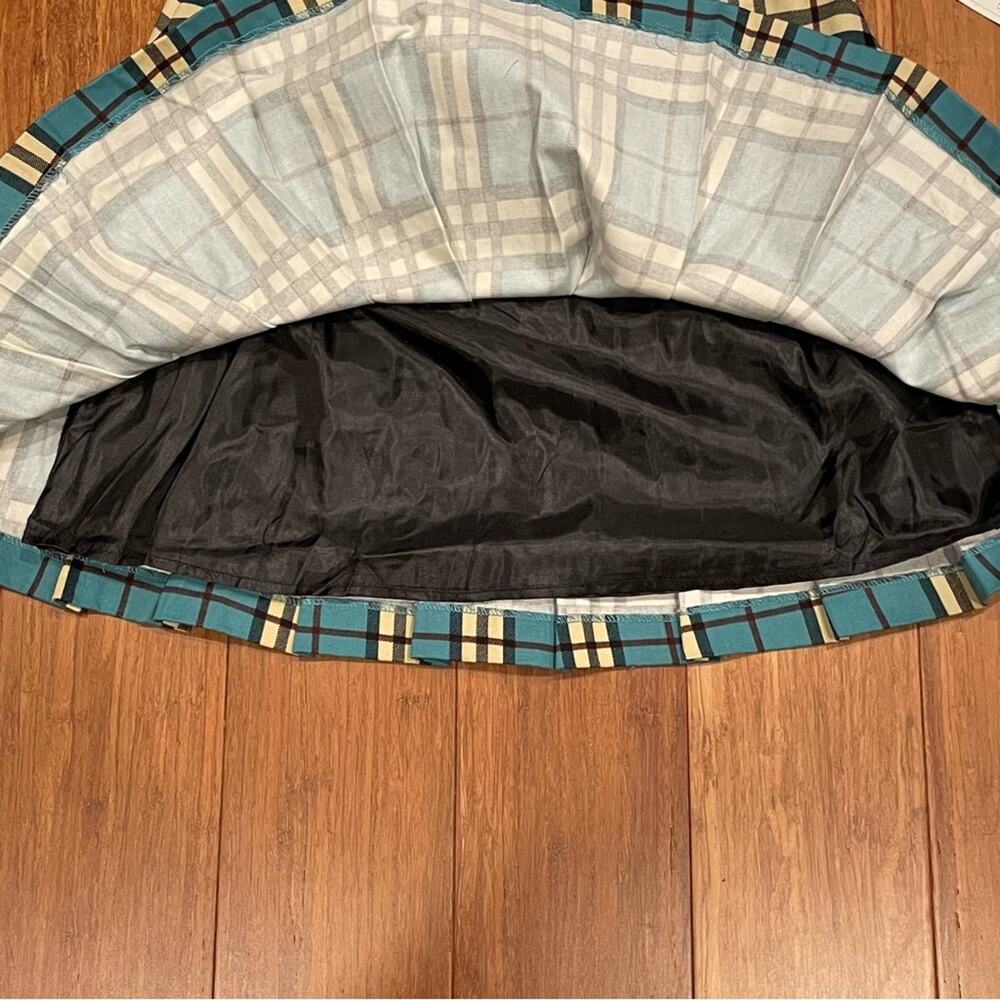 SD II Plaid Mini Skirt Pleated Teal Cream Black Size M Anime Cosplay Clueless - Picture 9 of 13